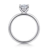 Ady - 14K White Gold Hidden Halo Oval Diamond Engagement Ring - 0.05 ct