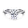 Daniele - 14K White Gold Oval Solitaire Diamond Engagement Ring - 0.14 ct
