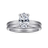 Daniele - 14K White Gold Oval Solitaire Diamond Engagement Ring - 0.14 ct