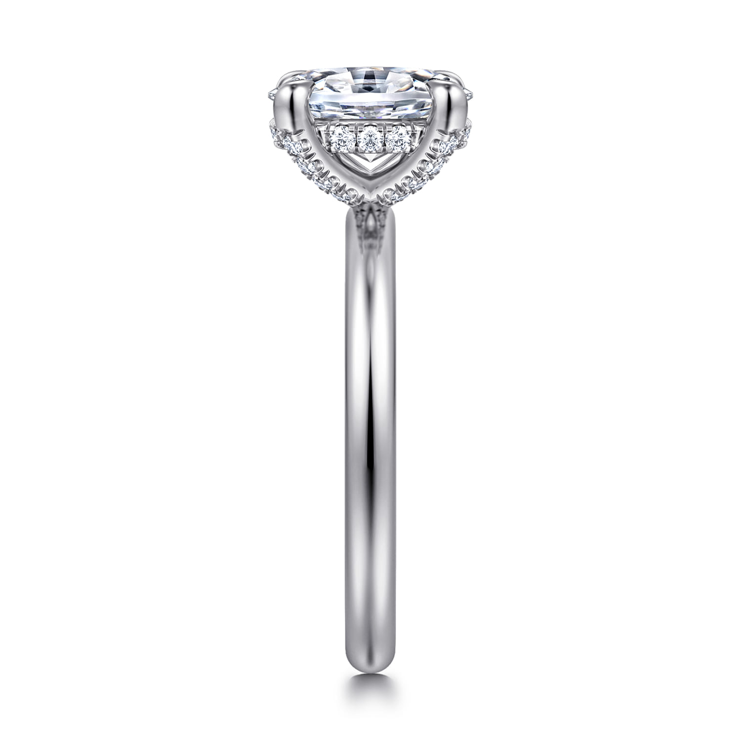 Daniele - 14K White Gold Oval Solitaire Diamond Engagement Ring - 0.14 ct - Shot 5