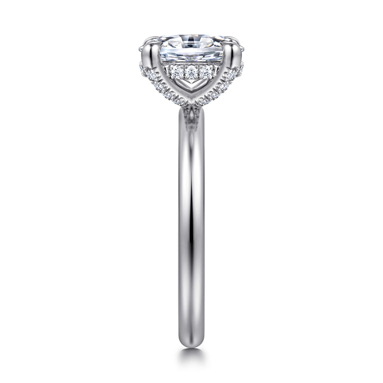 Daniele - 14K White Gold Oval Solitaire Diamond Engagement Ring - 0.14 ct - Shot 5