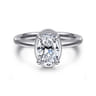 Catallina - 14K White Gold Bezel Prong Oval Diamond Engagement Ring - 0.16 ct