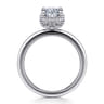 Catallina - 14K White Gold Bezel Prong Oval Diamond Engagement Ring - 0.16 ct
