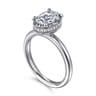 Catallina - 14K White Gold Bezel Prong Oval Diamond Engagement Ring - 0.16 ct