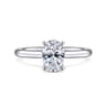 Aure - 14K White Gold Oval Solitaire Diamond Engagement Ring - 0.05 ct