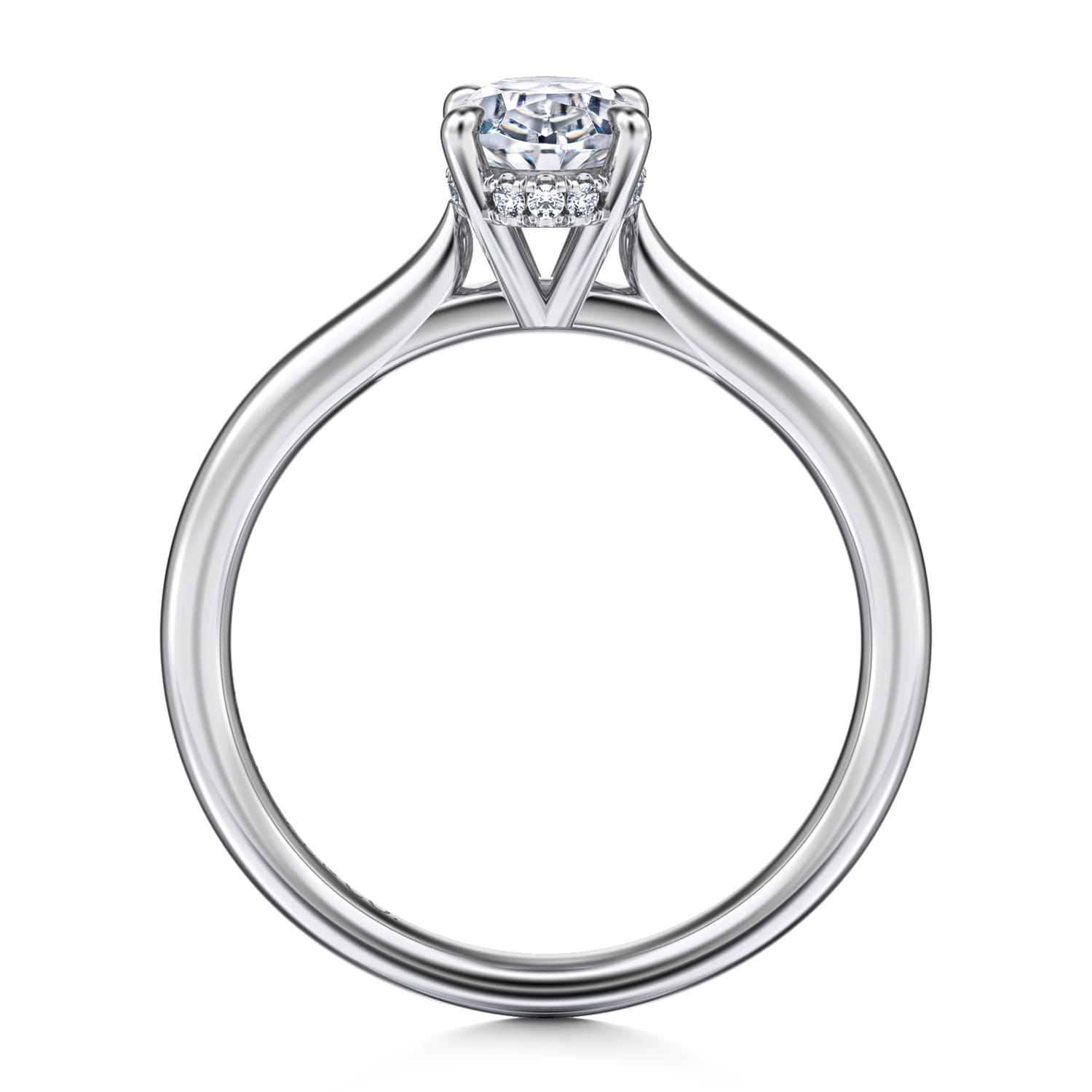 Aure - 14K White Gold Oval Solitaire Diamond Engagement Ring - 0.05 ct - Shot 2