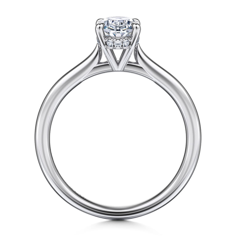 Aure - 14K White Gold Oval Solitaire Diamond Engagement Ring - 0.05 ct - Shot 2