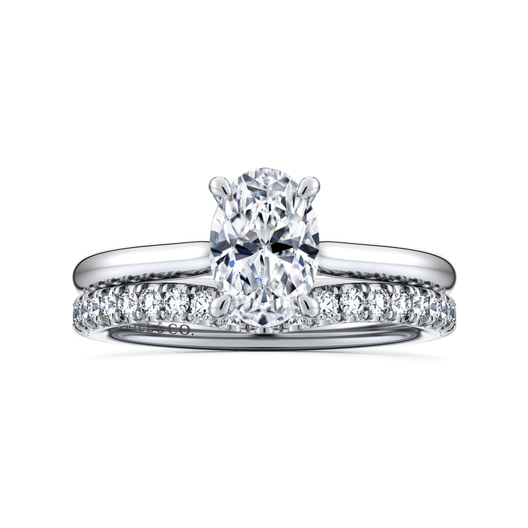 Aure - 14K White Gold Oval Solitaire Diamond Engagement Ring - 0.05 ct - Shot 4