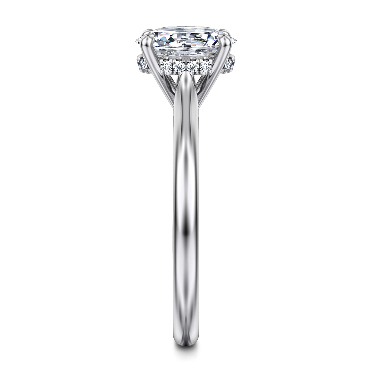 Aure - 14K White Gold Oval Solitaire Diamond Engagement Ring - 0.05 ct - Shot 5