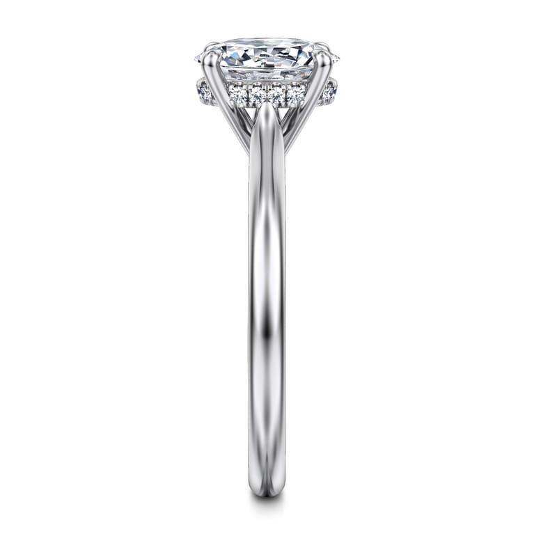 Aure - 14K White Gold Oval Solitaire Diamond Engagement Ring - 0.05 ct - Shot 5