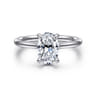 Aure - 14K White Gold Oval Solitaire Diamond Engagement Ring - 0.05 ct