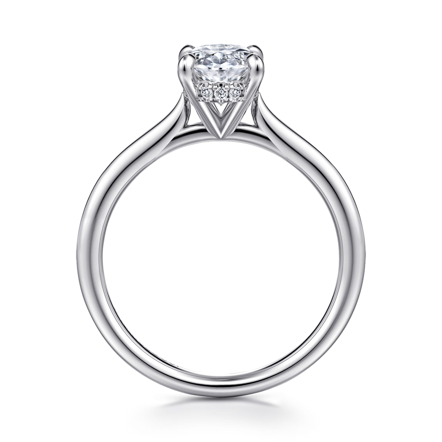 Aure - 14K White Gold Oval Solitaire Diamond Engagement Ring - 0.05 ct - Shot 2