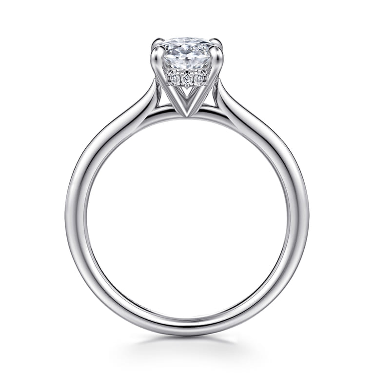 Aure - 14K White Gold Oval Solitaire Diamond Engagement Ring - 0.05 ct - Shot 2
