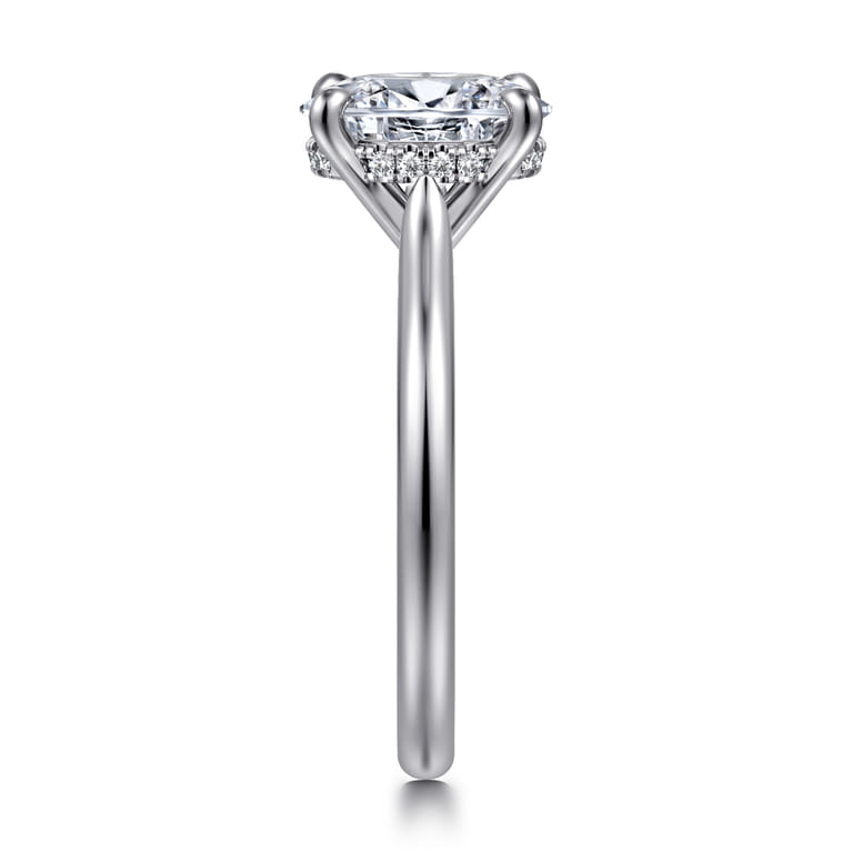 Aure - 14K White Gold Oval Solitaire Diamond Engagement Ring - 0.05 ct - Shot 4