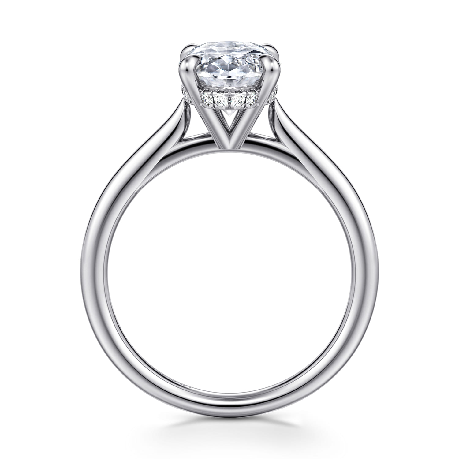 Aure - 14K White Gold Oval Solitaire Diamond Engagement Ring - 0.07 ct - Shot 2