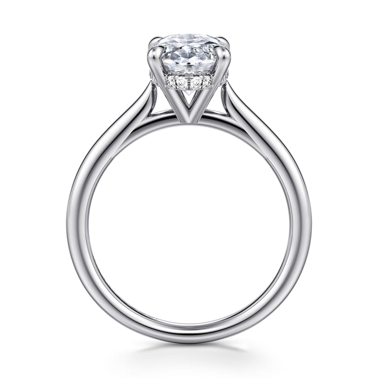 Aure - 14K White Gold Oval Solitaire Diamond Engagement Ring - 0.07 ct - Shot 2
