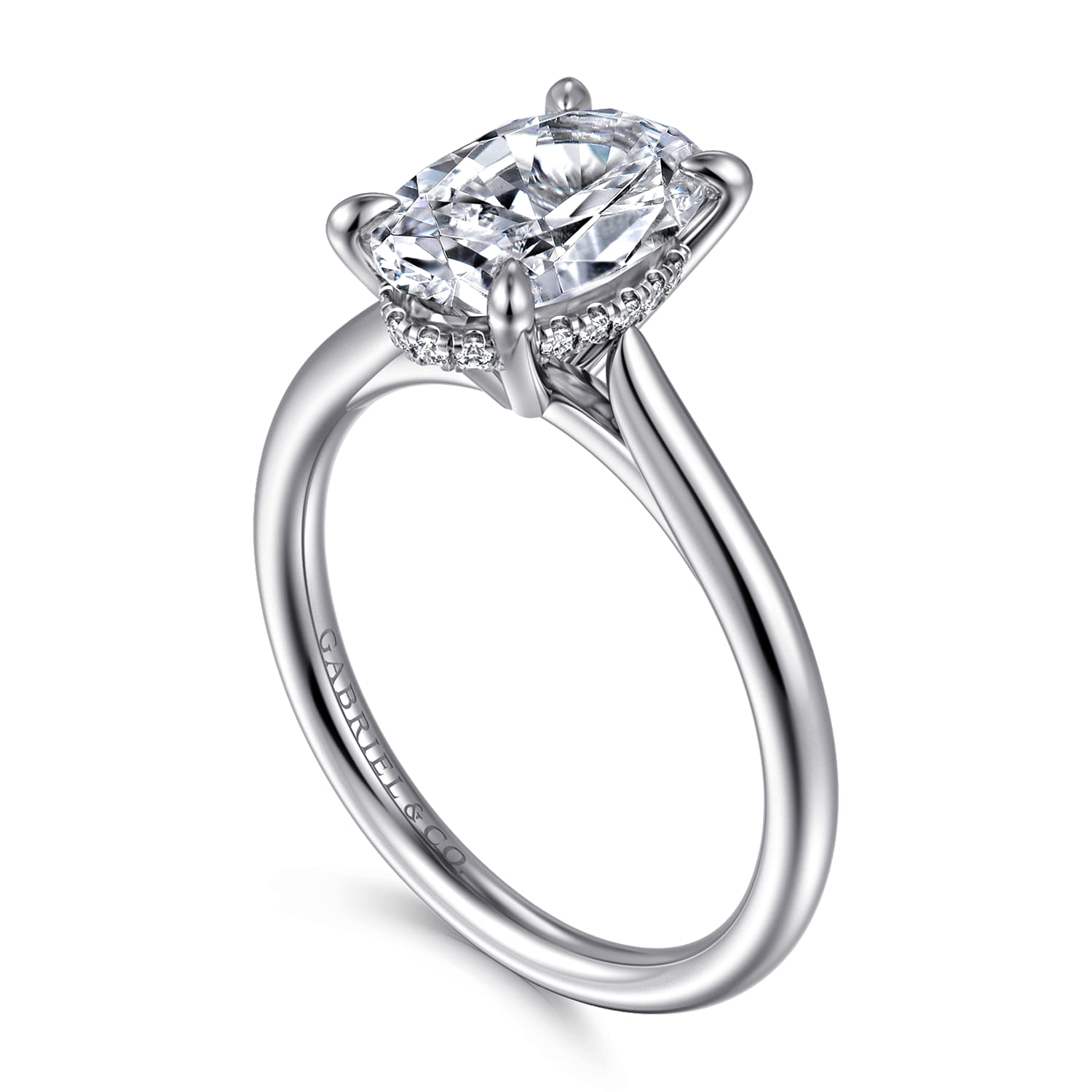 Aure - 14K White Gold Oval Solitaire Diamond Engagement Ring - 0.07 ct - Shot 3