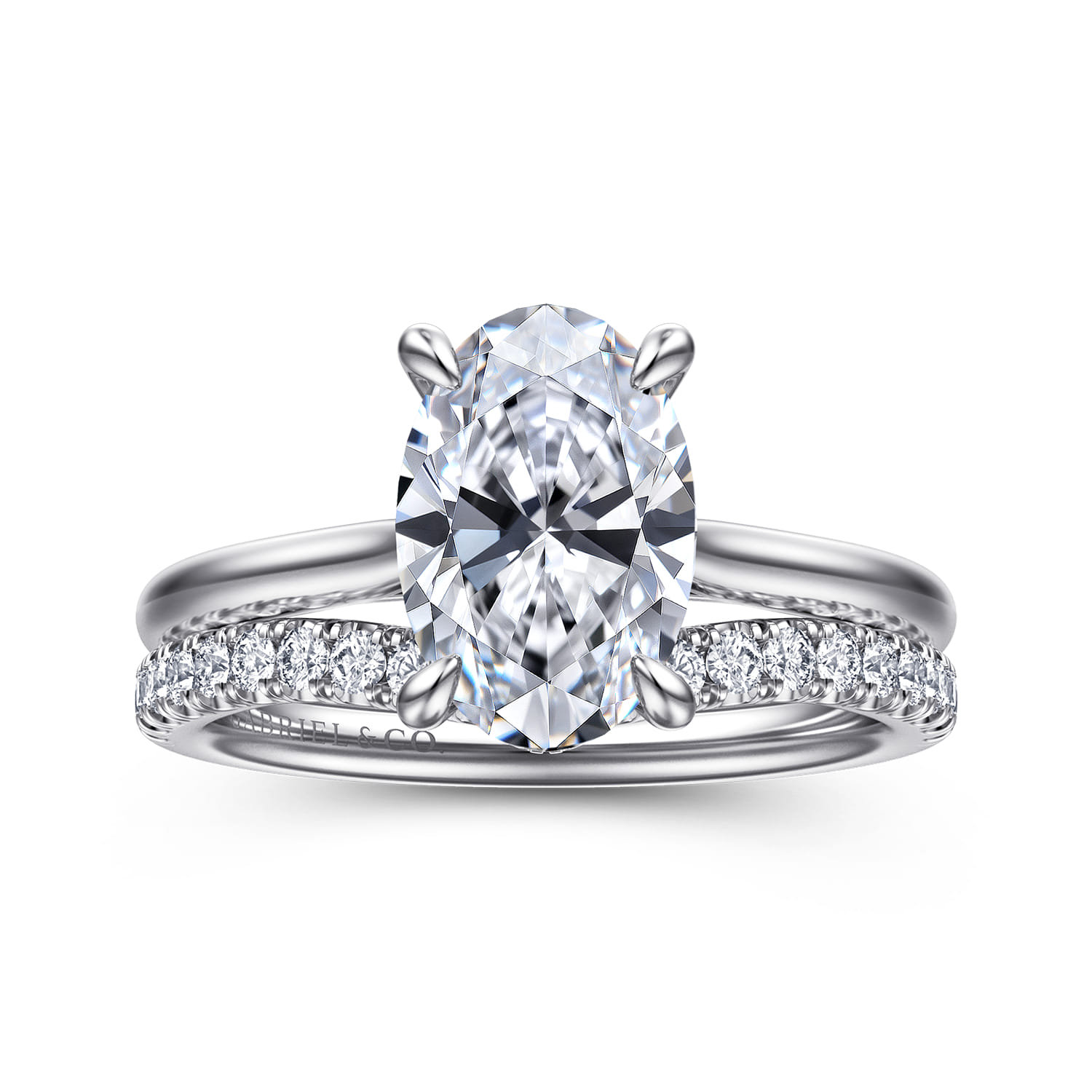 Aure - 14K White Gold Oval Solitaire Diamond Engagement Ring - 0.07 ct - Shot 4