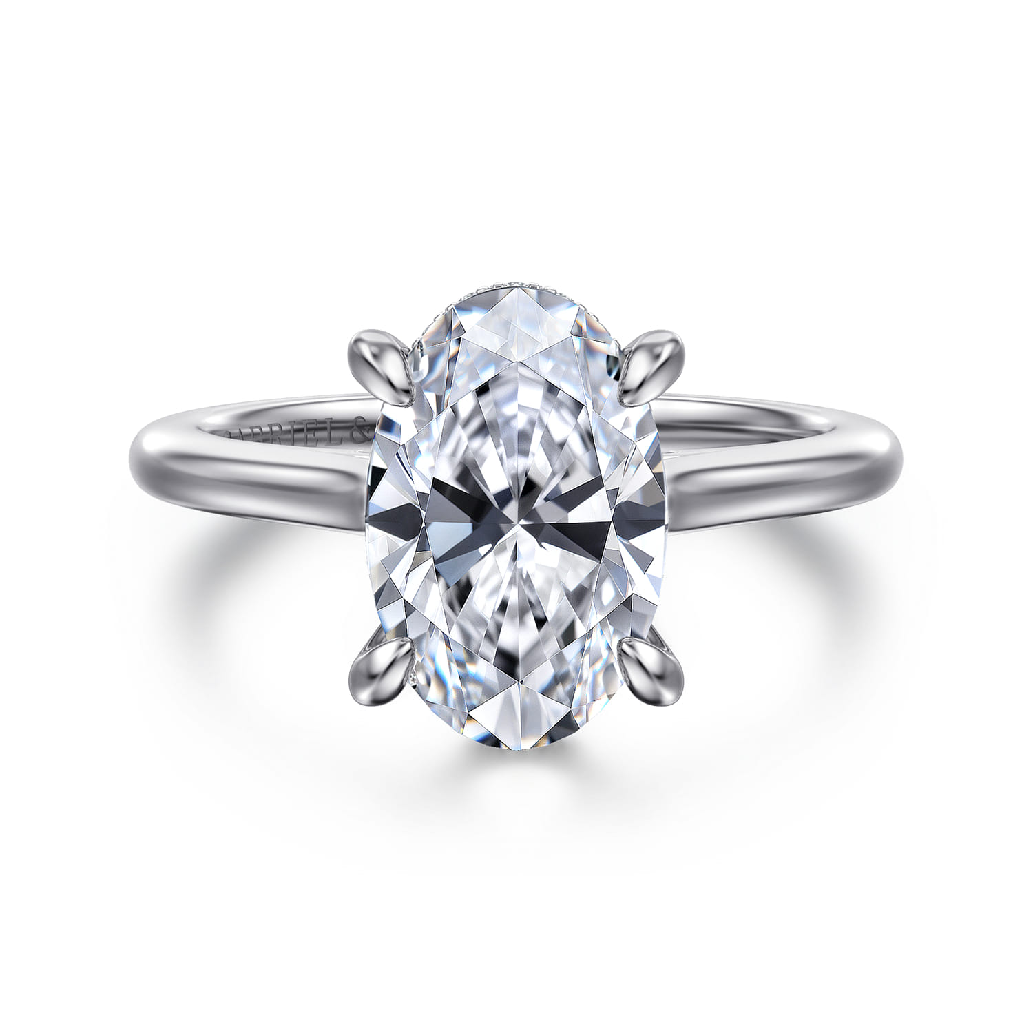 Ericka - 14K White Gold Oval Diamond Engagement Ring - 0.16 ct - Shot 1