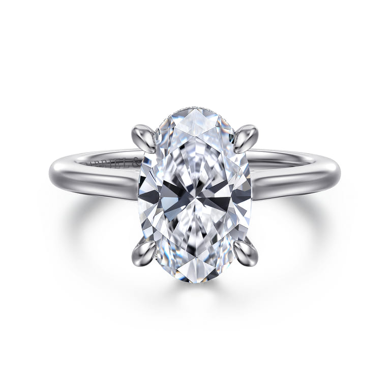 Ericka - 14K White Gold Oval Diamond Engagement Ring - 0.16 ct - Shot 1