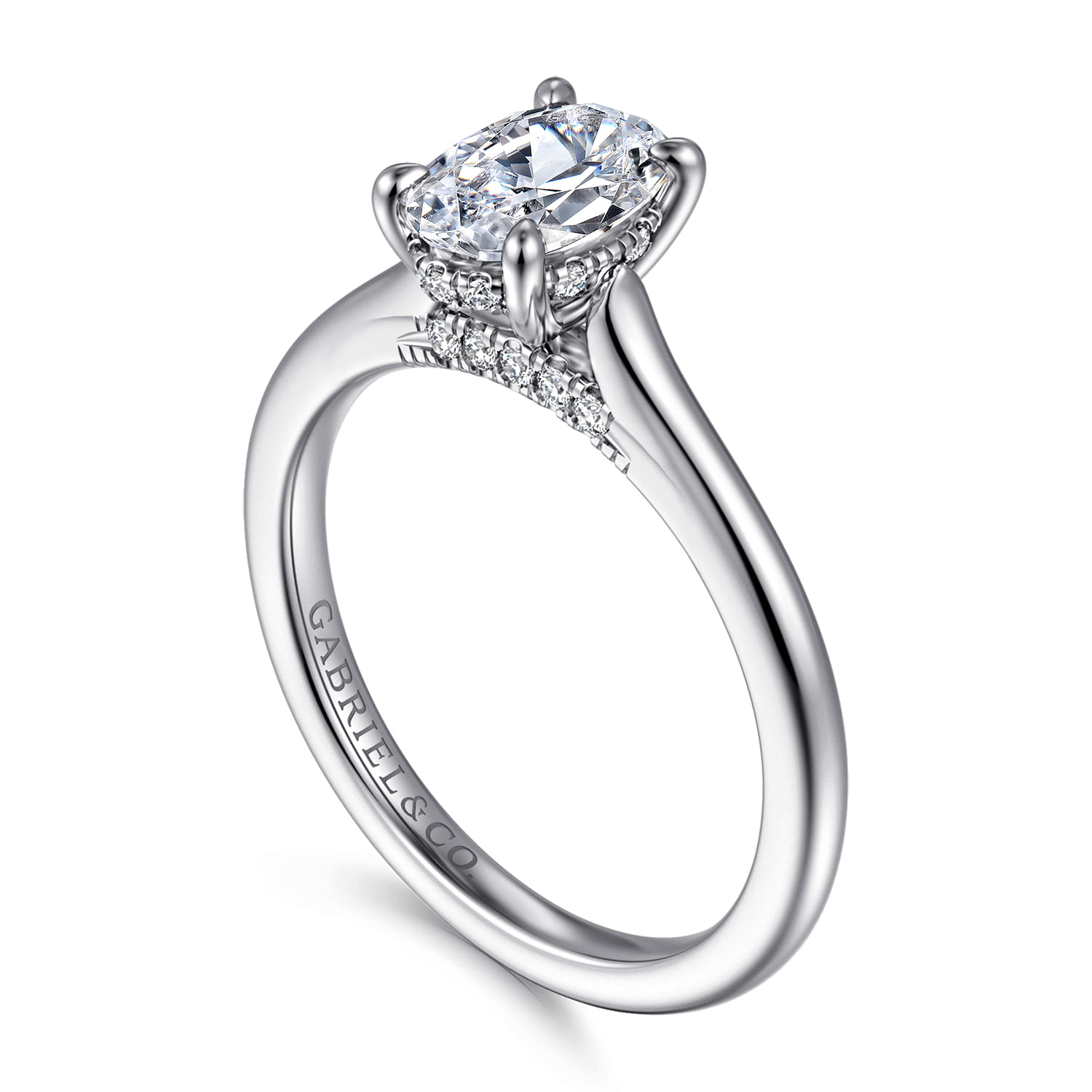 Ericka - 14K White Gold Oval Diamond Engagement Ring - 0.15 ct - Shot 3