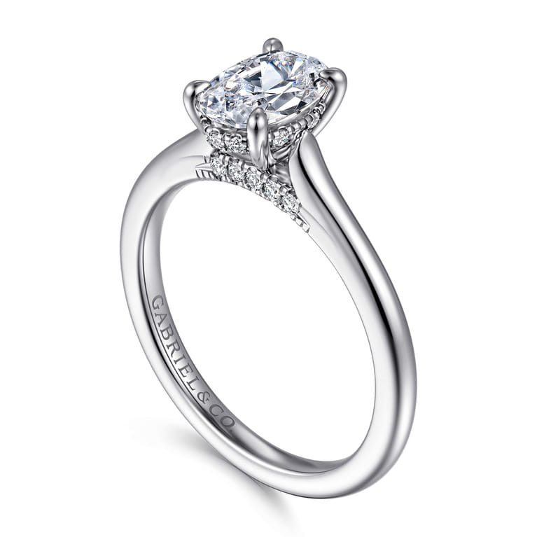 Ericka - 14K White Gold Oval Diamond Engagement Ring - 0.15 ct - Shot 3
