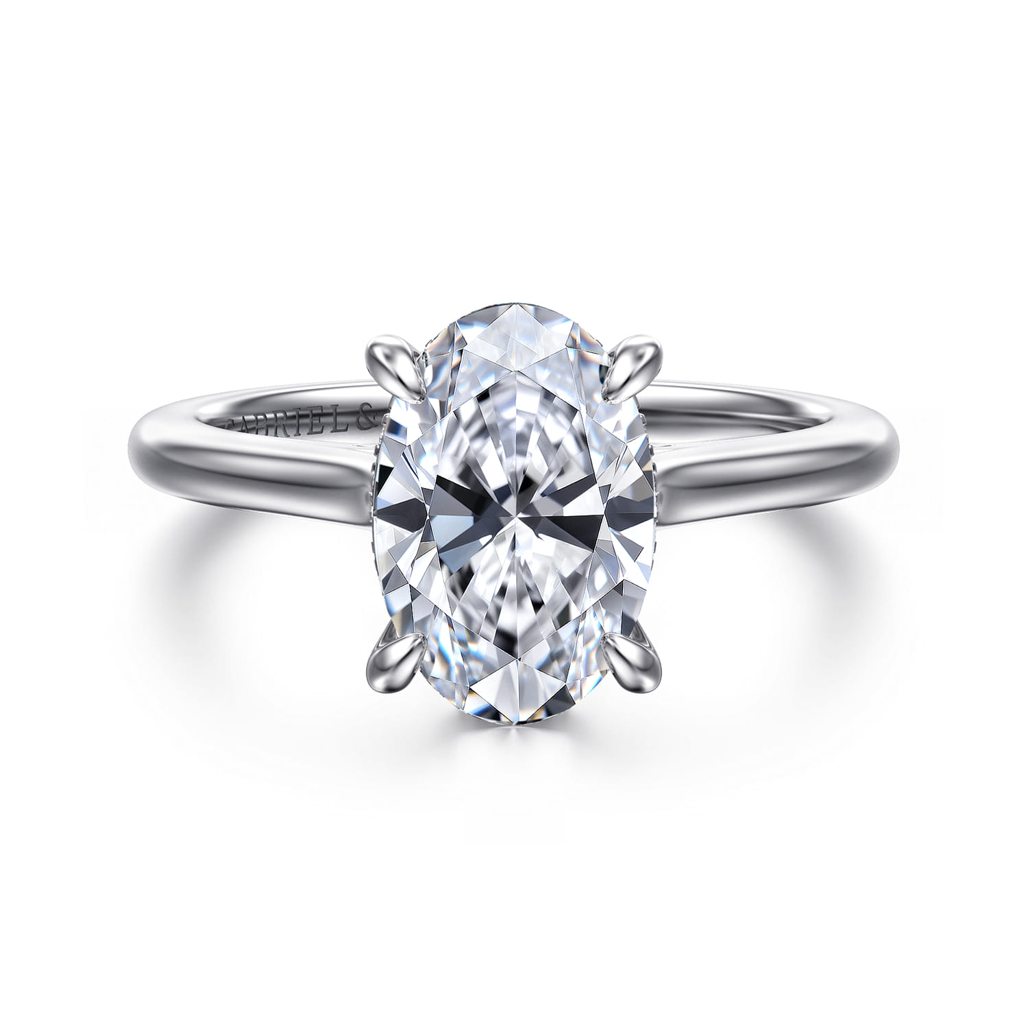 Ericka - 14K White Gold Oval Diamond Engagement Ring - 0.13 ct - Shot 1