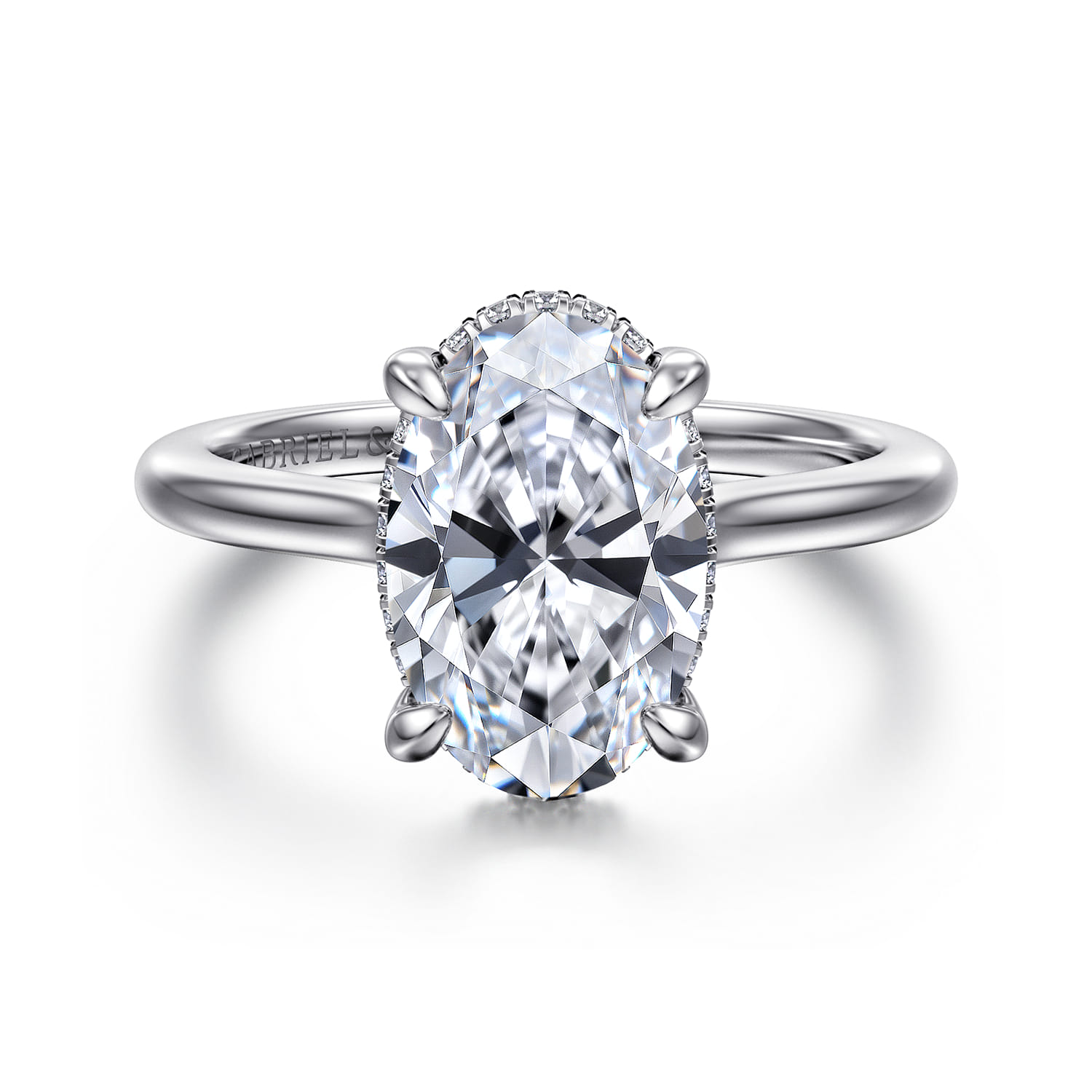 Aldon - 14K White Gold Oval Diamond Engagement Ring - 0.14 ct - Shot 1