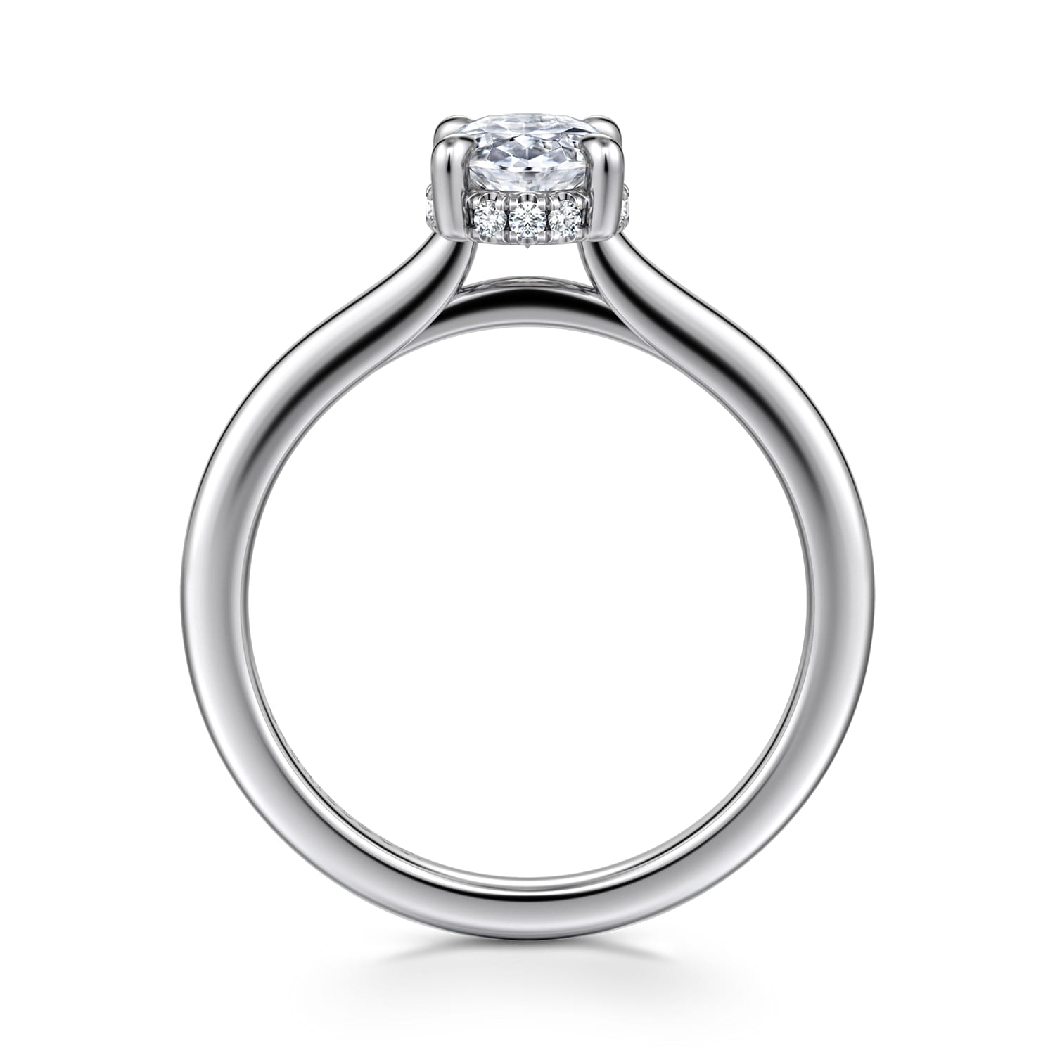 Aldon - 14K White Gold Oval Diamond Engagement Ring - 0.08 ct - Shot 2