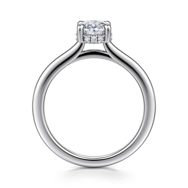 Aldon - 14K White Gold Oval Diamond Engagement Ring - 0.08 ct - Shot 2