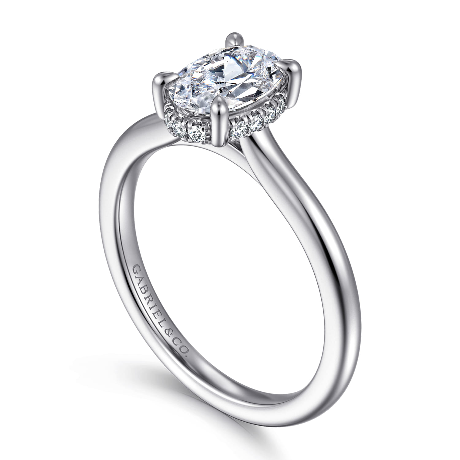 Aldon - 14K White Gold Oval Diamond Engagement Ring - 0.08 ct - Shot 3