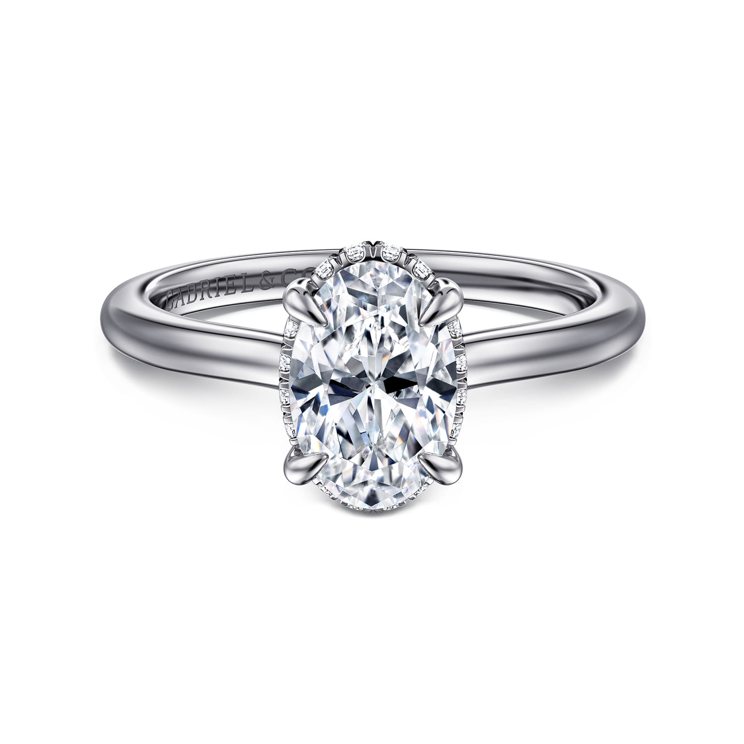 Aldon - 14K White Gold Oval Diamond Engagement Ring - 0.08 ct - Shot 1