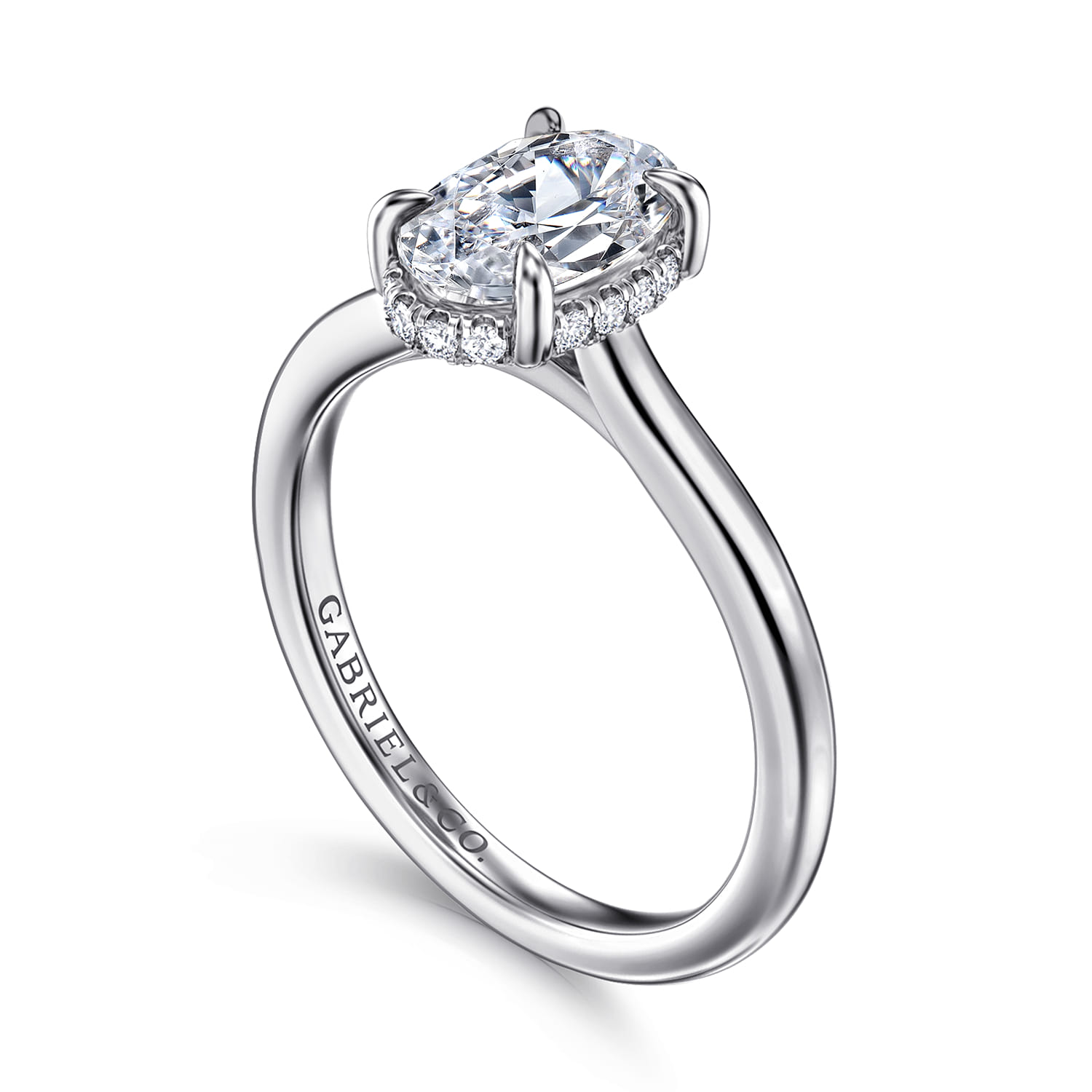 Aldon - 14K White Gold Oval Diamond Engagement Ring - 0.08 ct - Shot 3