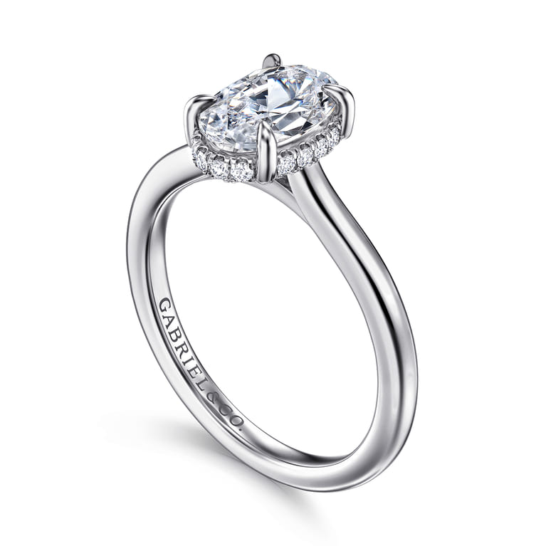 Aldon - 14K White Gold Oval Diamond Engagement Ring - 0.08 ct - Shot 3