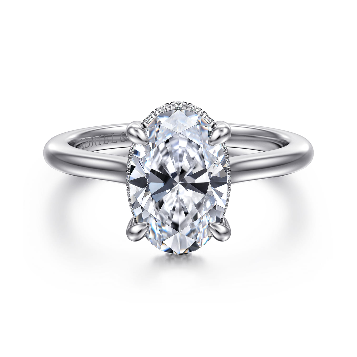 Aldon - 14K White Gold Oval Diamond Engagement Ring - 0.1 ct - Shot 1