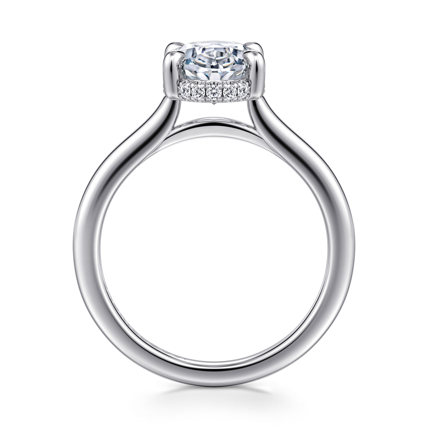 Aldon - 14K White Gold Oval Diamond Engagement Ring - 0.1 ct - Shot 2