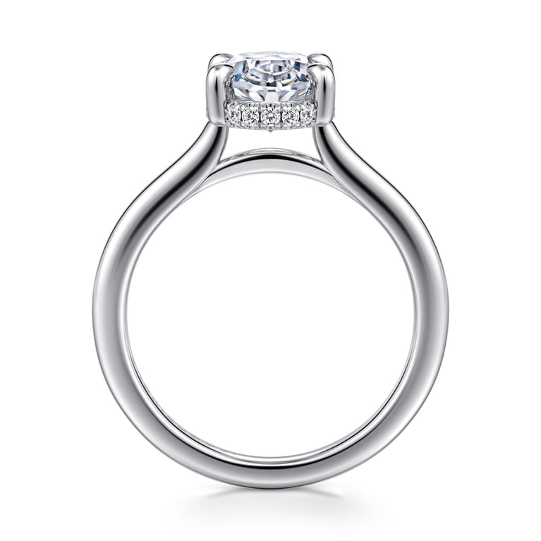 Aldon - 14K White Gold Oval Diamond Engagement Ring - 0.1 ct - Shot 2