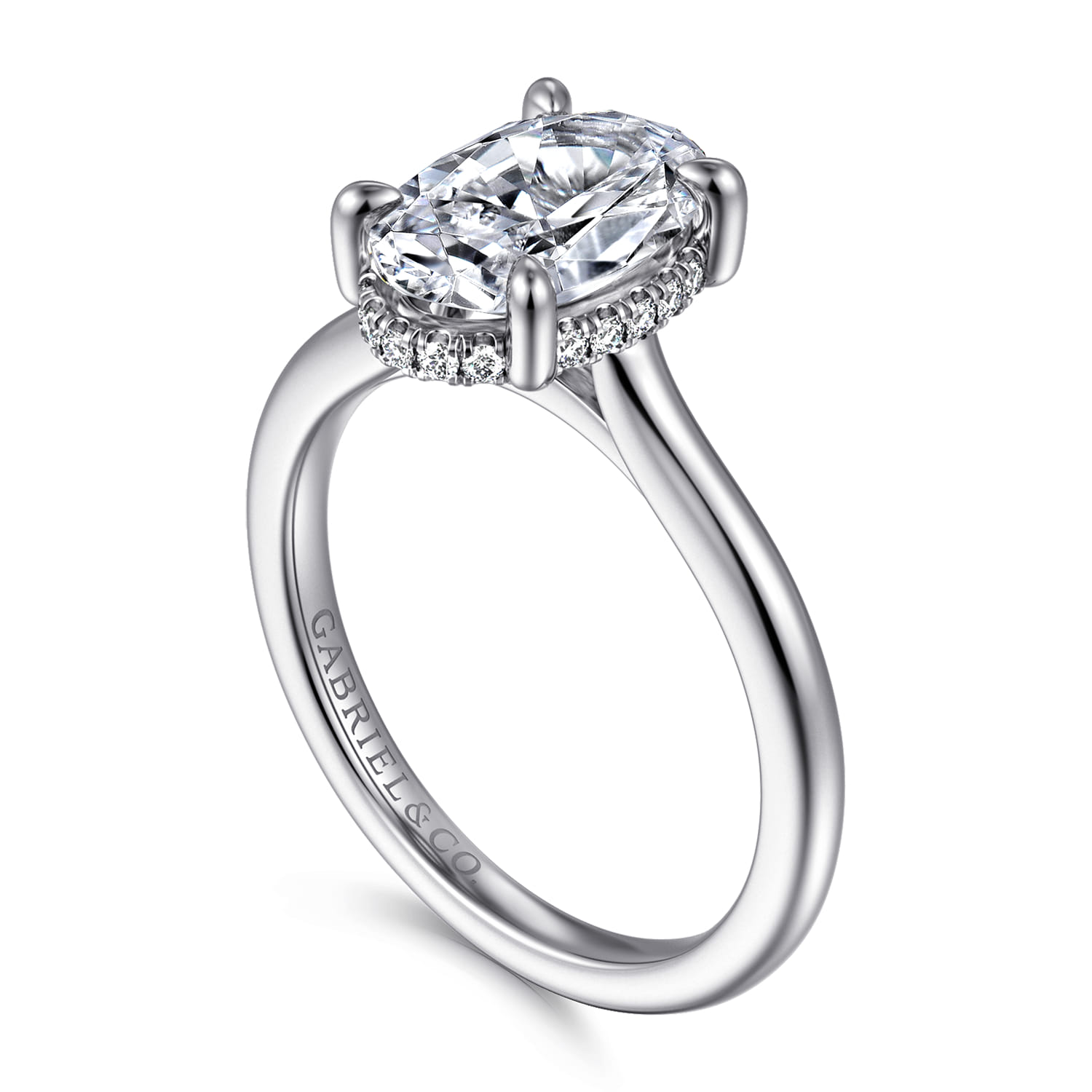 Aldon - 14K White Gold Oval Diamond Engagement Ring - 0.1 ct - Shot 3