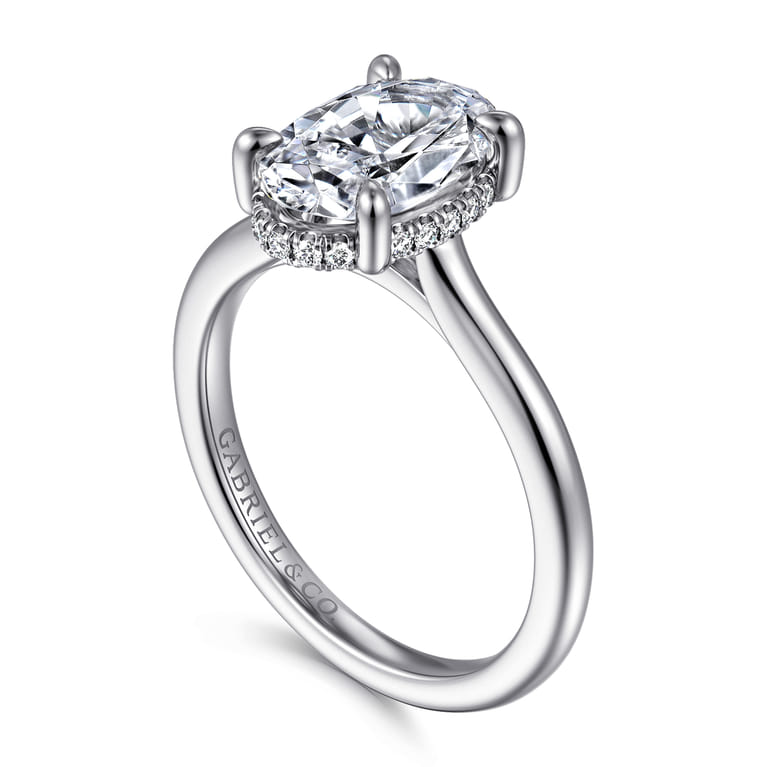 Aldon - 14K White Gold Oval Diamond Engagement Ring - 0.1 ct - Shot 3