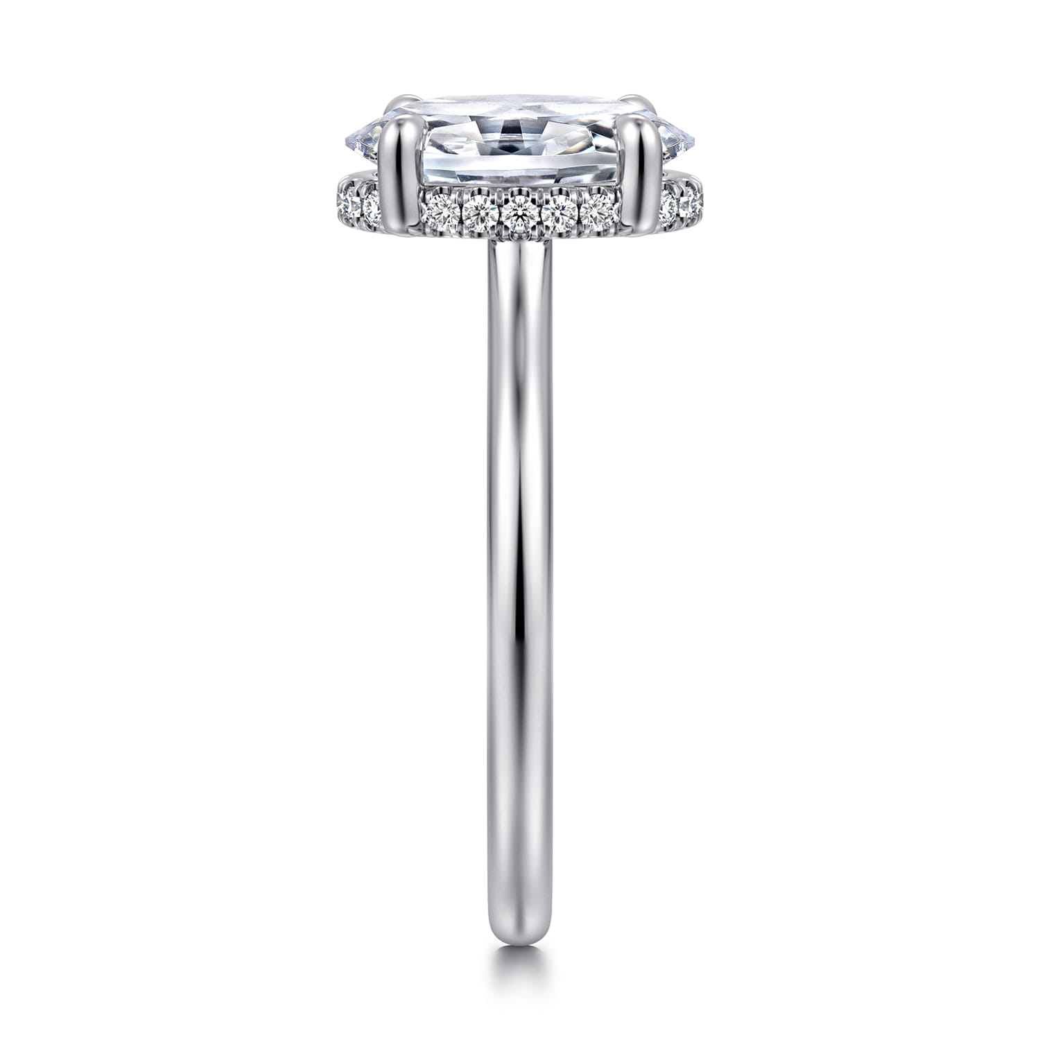 Aldon - 14K White Gold Oval Diamond Engagement Ring - 0.1 ct - Shot 4