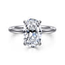 Badia - 14K White Gold Oval Solitaire Diamond Engagement Ring - 0.08 ct