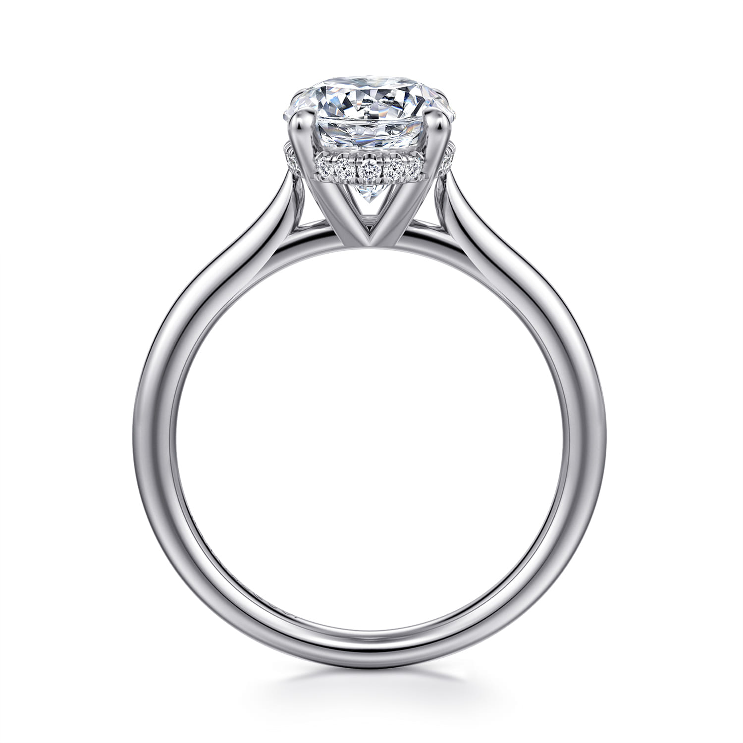 Badia - 14K White Gold Oval Solitaire Diamond Engagement Ring - 0.08 ct - Shot 2