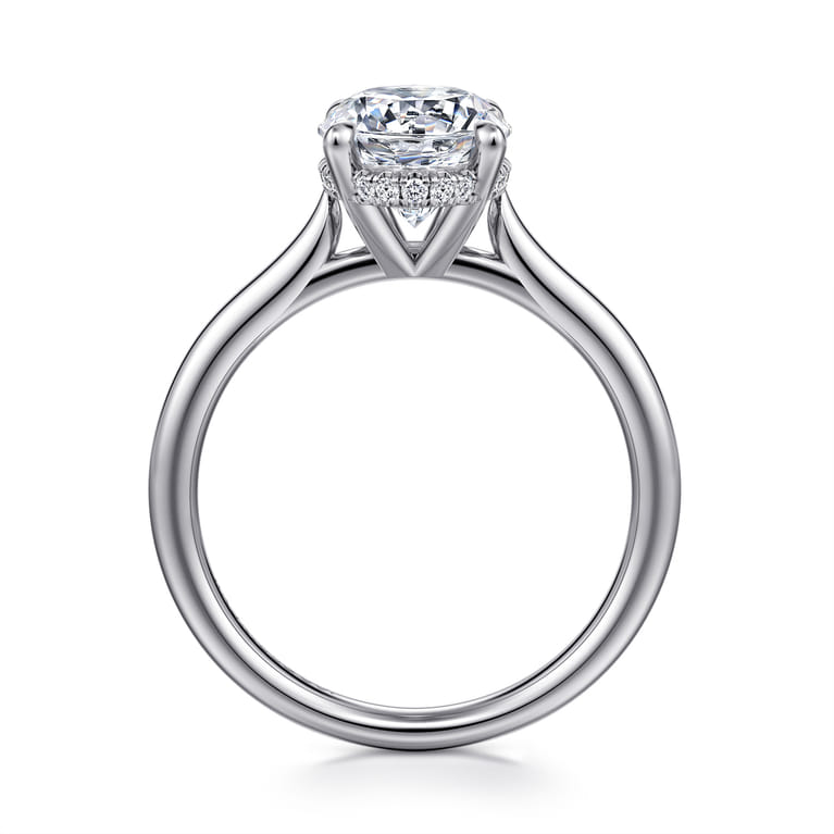 Badia - 14K White Gold Oval Solitaire Diamond Engagement Ring - 0.08 ct - Shot 2