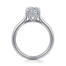 Badia - 14K White Gold Oval Solitaire Diamond Engagement Ring - 0.08 ct