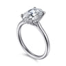 Badia - 14K White Gold Oval Solitaire Diamond Engagement Ring - 0.08 ct