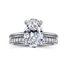 Badia - 14K White Gold Oval Solitaire Diamond Engagement Ring - 0.08 ct