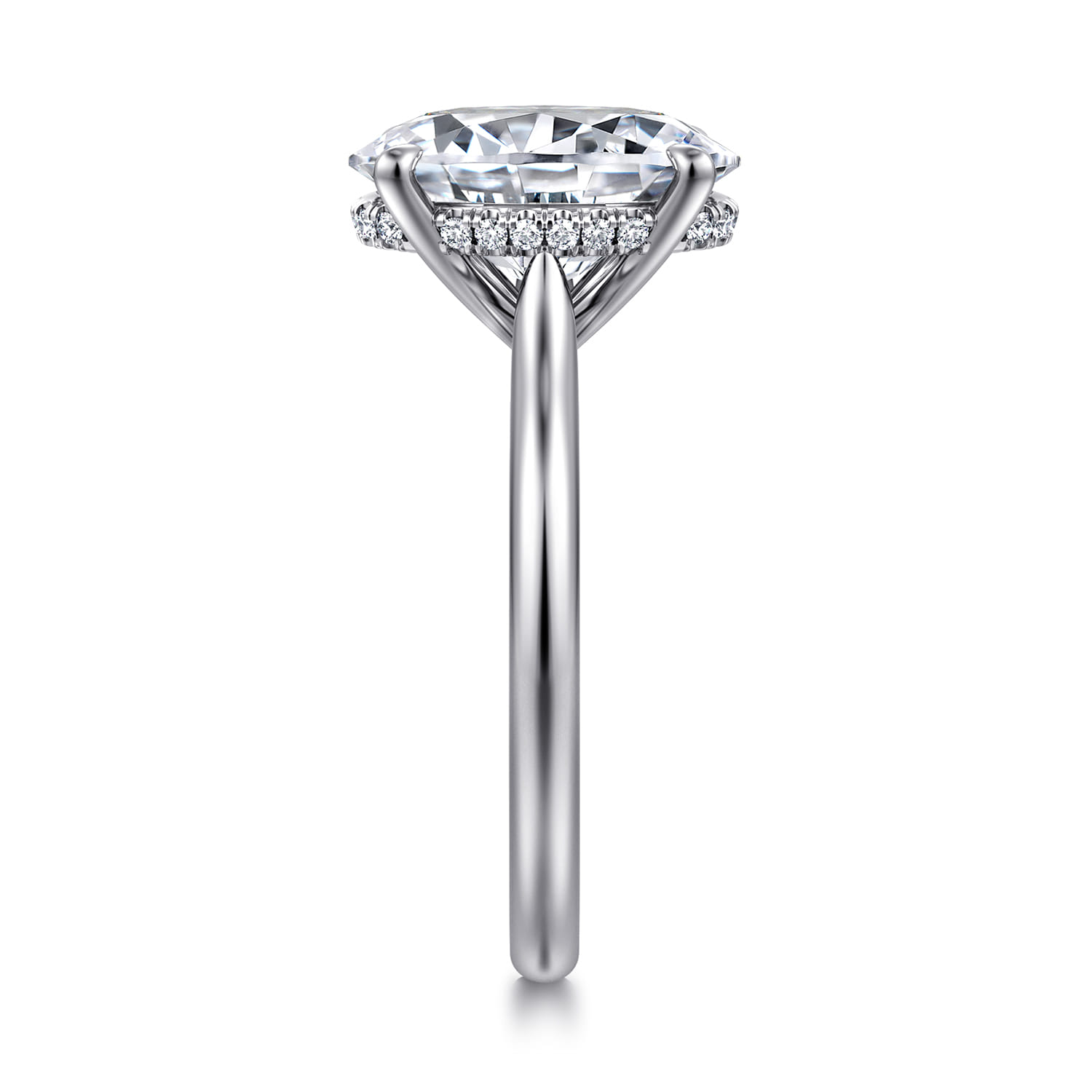 Badia - 14K White Gold Oval Solitaire Diamond Engagement Ring - 0.08 ct - Shot 5