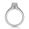 Reece - 14K White Gold Oval Bezel Prong Diamond Engagement Ring - 0.09 ct