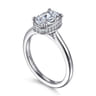 Reece - 14K White Gold Oval Bezel Prong Diamond Engagement Ring - 0.09 ct