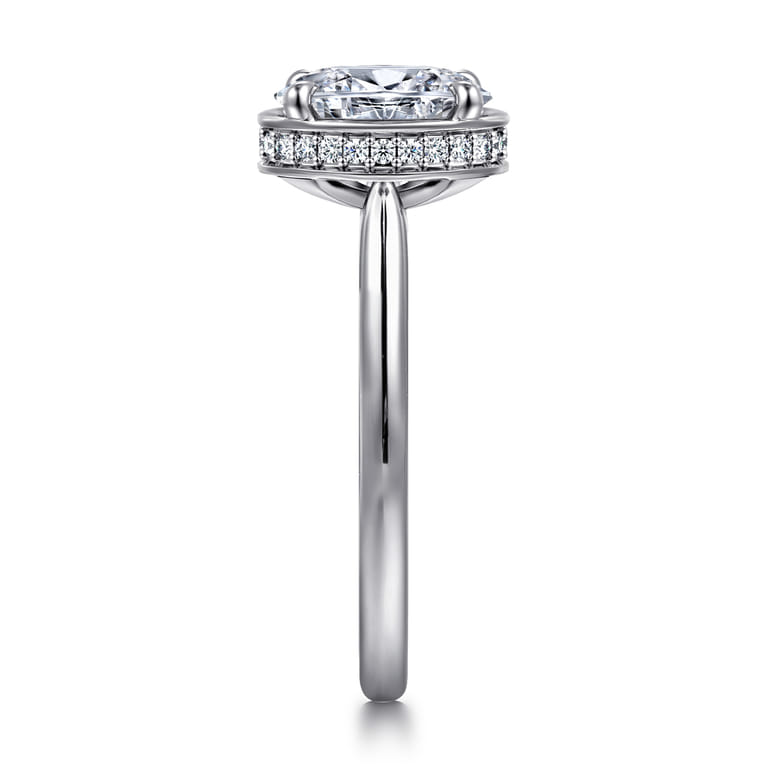 Reece - 14K White Gold Oval Bezel Prong Diamond Engagement Ring - 0.09 ct - Shot 4